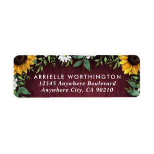 Burgundy Red Sunflower Greenery Wedding Address