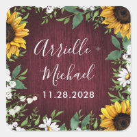 Burgundy Red Sunflower Greenery Wedding Favours