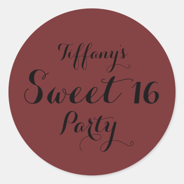 Burgundy Red Sweet 16 Sticker (Front)