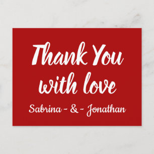 Burgundy Red Thank You Fall Rustic Wedding Party Postcard