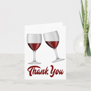 Burgundy Red Thank You Wine / Champagne Glasses