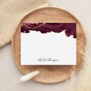 Burgundy Red Velvet Agate Geode Script Typography Card