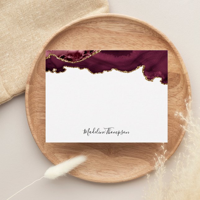 Burgundy Red Velvet Agate Geode Script Typography Card (Creator Uploaded)
