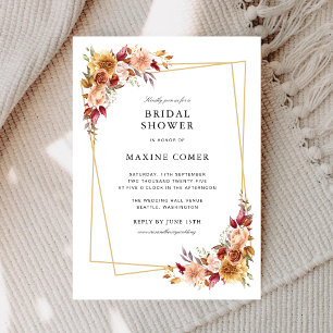 Burgundy Red Watercolor Floral Bridal Shower Invitation