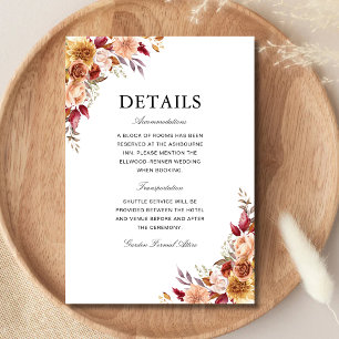 Burgundy Red Watercolor Floral Wedding Information Enclosure Card