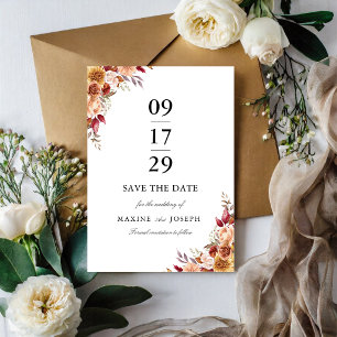 Burgundy Red Watercolor Floral Wedding Save The Date