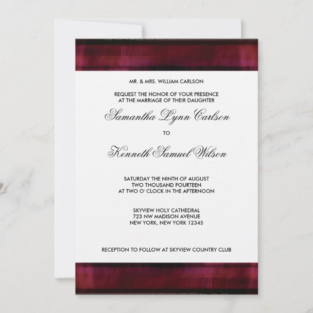 Burgundy Red Wedding Invitation (Front)