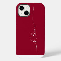 Burgundy Red White Elegant Calligraphy Script Name