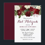 Burgundy Red White Floral Bat Mitzvah Invitation<br><div class="desc">Burgundy Red White Floral Bat Mitzvah Invitation
See matching collection in store</div>
