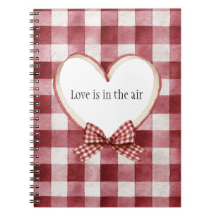 Burgundy Red White Heart Ribbon Love Notebook