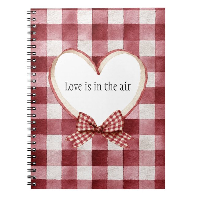 Burgundy Red White Heart Ribbon Love Notebook (Front)