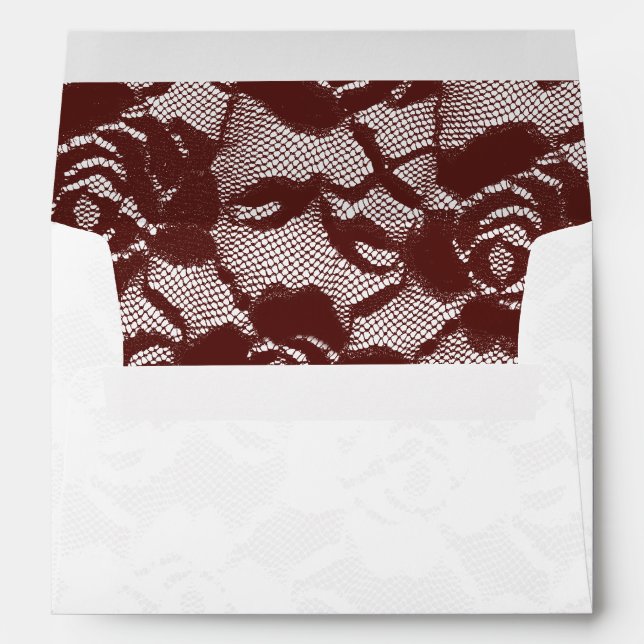 Burgundy Red White Lace Floral Envelope (Back (Bottom))