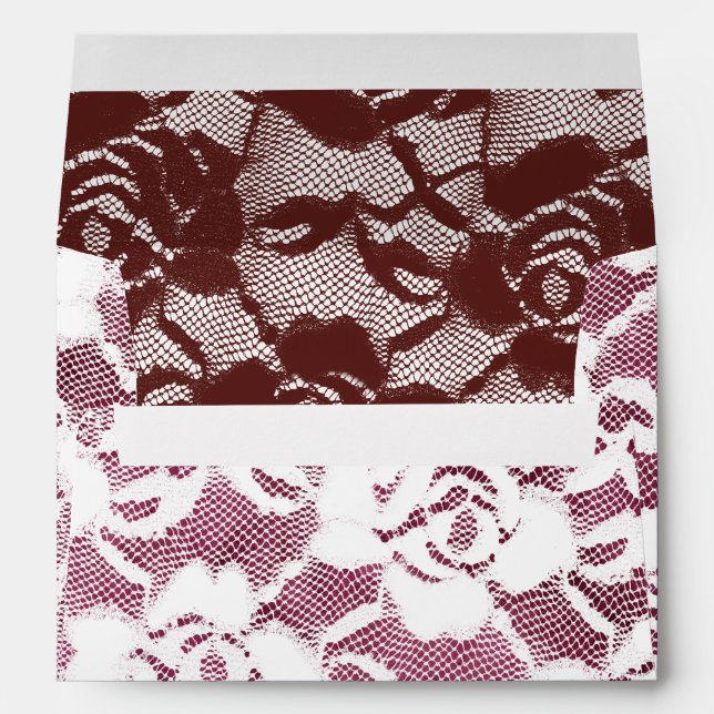 Burgundy Red White Lace Floral Envelope (Back (Bottom))