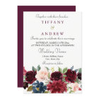 Burgundy Red Wine Flowers Elegant Wedding Invite