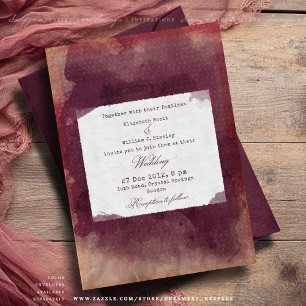 Burgundy Red Wine Rustic Vintage Vineyard Wedding Invitation