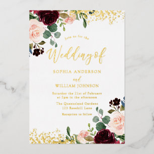 Burgundy Red Wine Wedding Golden Sparkle