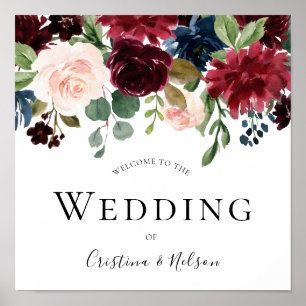 Burgundy Red Wine Welcome To The Wedding of Sign