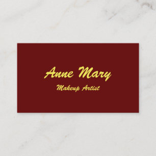 Burgundy Red Yellow Makeup Artist Beauty Salon Business Card