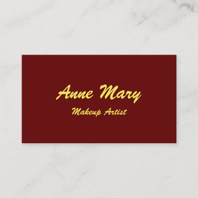 Burgundy Red Yellow Makeup Artist Beauty Salon Business Card (Front)