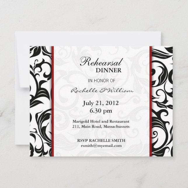 Burgundy Rehearsal Dinner Card (Front)