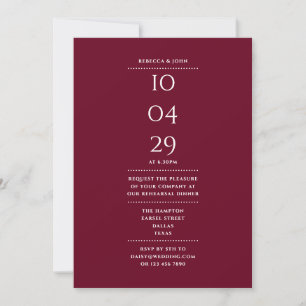 Burgundy Rehearsal Dinner Date Invitation