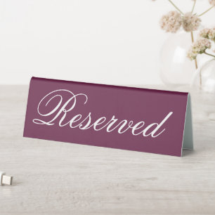 Burgundy Reserved Sign for Party Tables and Events