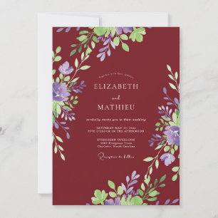 Burgundy Resplendent Spring Wedding Invitation