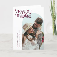 Burgundy Retro Love & Thanks White Arch Wedding