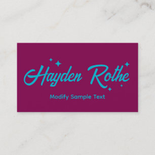 Burgundy Retro Typography Stars Business Card