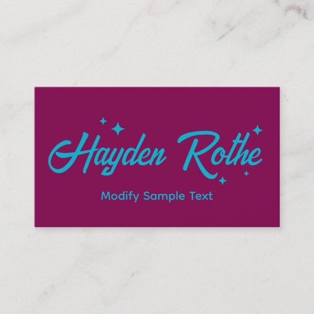 Burgundy Retro Typography Stars Business Card (Front)