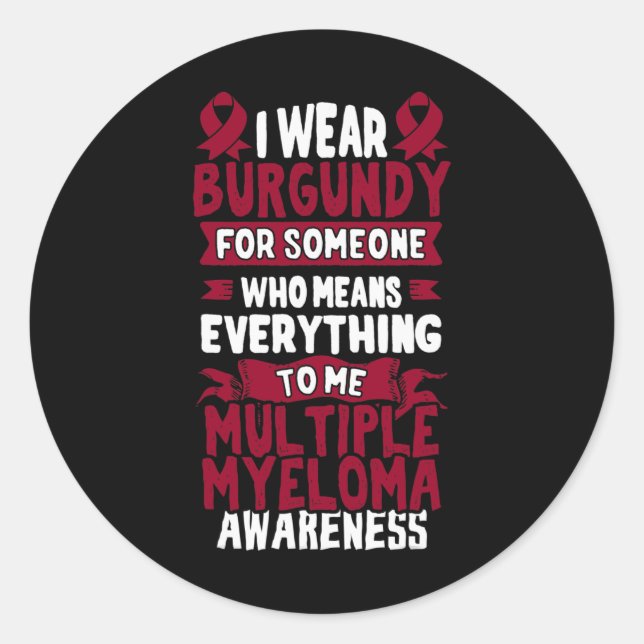 Burgundy Ribbon - Blood Cancer Awareness  Classic Round Sticker (Front)