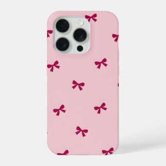 Burgundy Ribbon Bow Pink Pattern iPhone 15 Pro Case