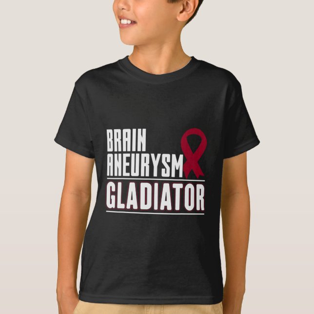 Burgundy Ribbon - Brain Aneurysm Awareness  T-Shirt (Front)