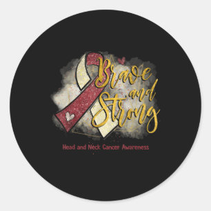 Burgundy Ribbon Brave And Strong Head Neck Cancer  Classic Round Sticker