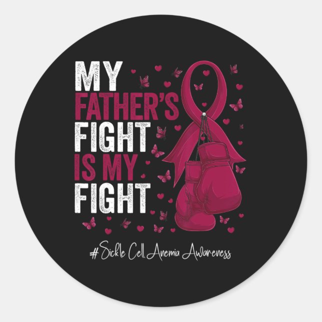 Burgundy Ribbon Father Sickle Cell Anaemia Awarene Classic Round Sticker (Front)