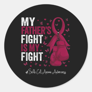 Burgundy Ribbon Father Sickle Cell Anemia Awarenes Classic Round Sticker