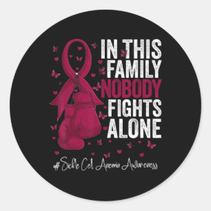 Burgundy Ribbon Fighter Sickle Cell Anaemia Awaren Classic Round Sticker