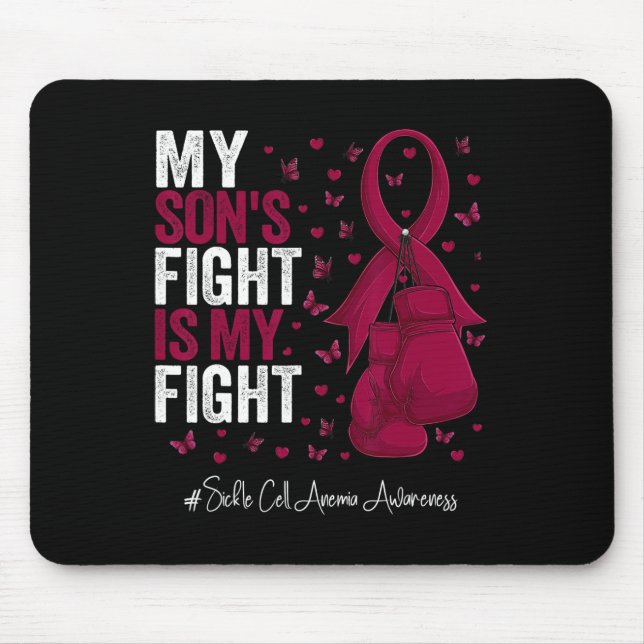 Burgundy Ribbon Son Sickle Cell Anaemia Awareness  Mouse Mat (Front)