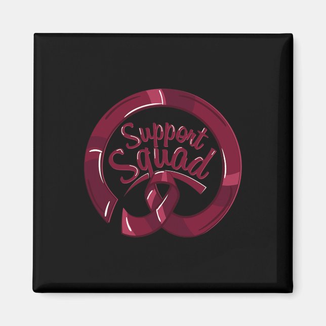 Burgundy Ribbon Support Squad Brain Aneurysm Aware Magnet (Front)