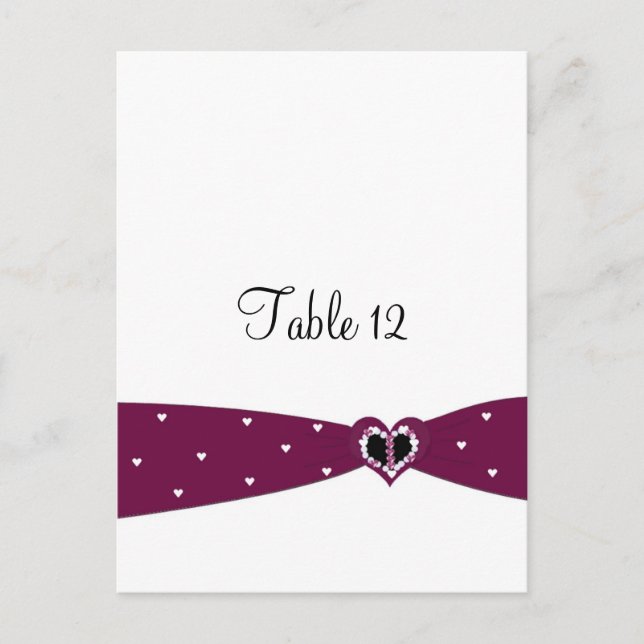 Burgundy Ribbon Table Seating Card (Front)