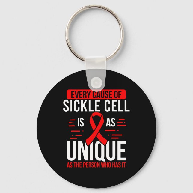 Burgundy Ribbon Unique Cause Sickel Cell Awareness Key Ring (Front)
