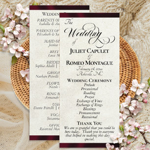 Burgundy Ribbon Wedding Program Programme
