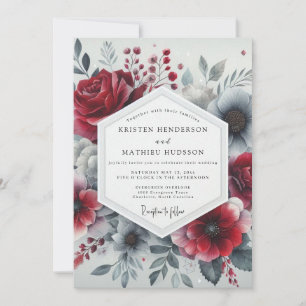Burgundy Romantic Bloom Wedding Invitation