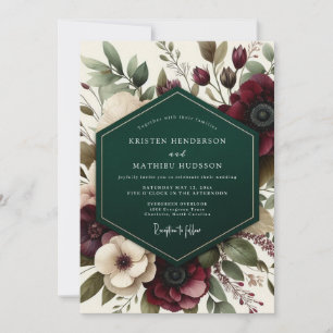 Burgundy Romantic Floral Romance Wedding Invitation