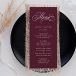 Burgundy Romantic Swirly Calligraphy Wedding Menu<br><div class="desc">This burgundy and white wedding menu featuring elegant and romantic swirly calligraphy lettering with your names. For more advanced customisation of this design,  please click the BLUE DESIGN TOOL BUTTON above!</div>