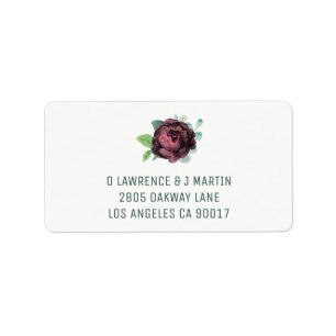 Burgundy Rose Address Labels