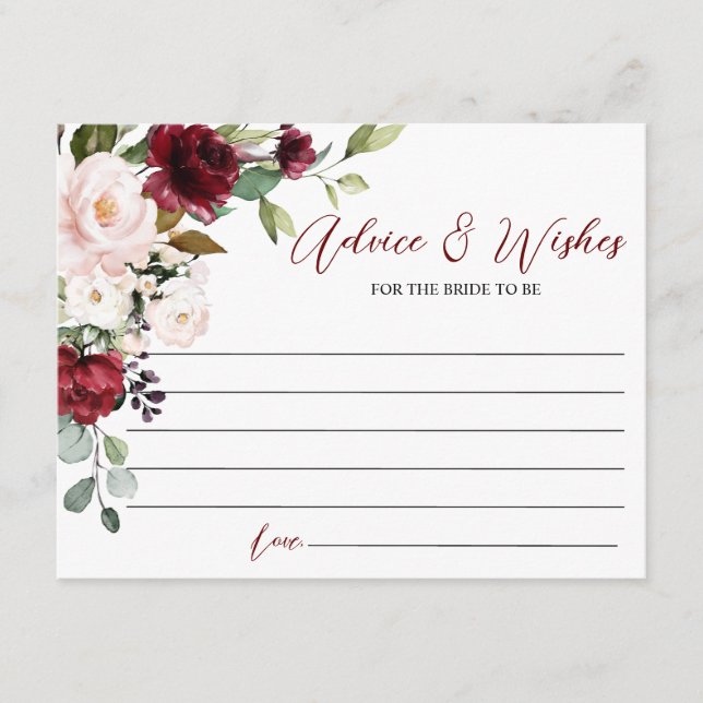 Burgundy Rose Advice & Wishes Card (Front)