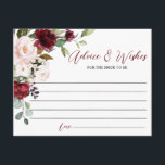 Burgundy Rose Advice & Wishes Card<br><div class="desc">Share your  wisdom with the newlyweds with these elegant advice cards. The bold colours of the burgundy roses accented by blush blooms and greenery makes a real statement. You are able to customise all the wording and change the font style and colour. Several sizes and paper types available.</div>