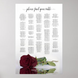 Burgundy Rose Alphabetical Wedding Seating Chart
