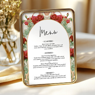 Burgundy Rose Art Nouveau Reception Dinner Menu